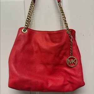 Michael Kors | Jet Set Chain Leather Shoulder Bag in Coral